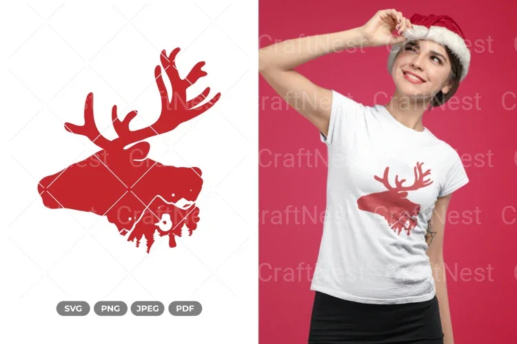 Winter Reindeer Scene Clipart Bundle