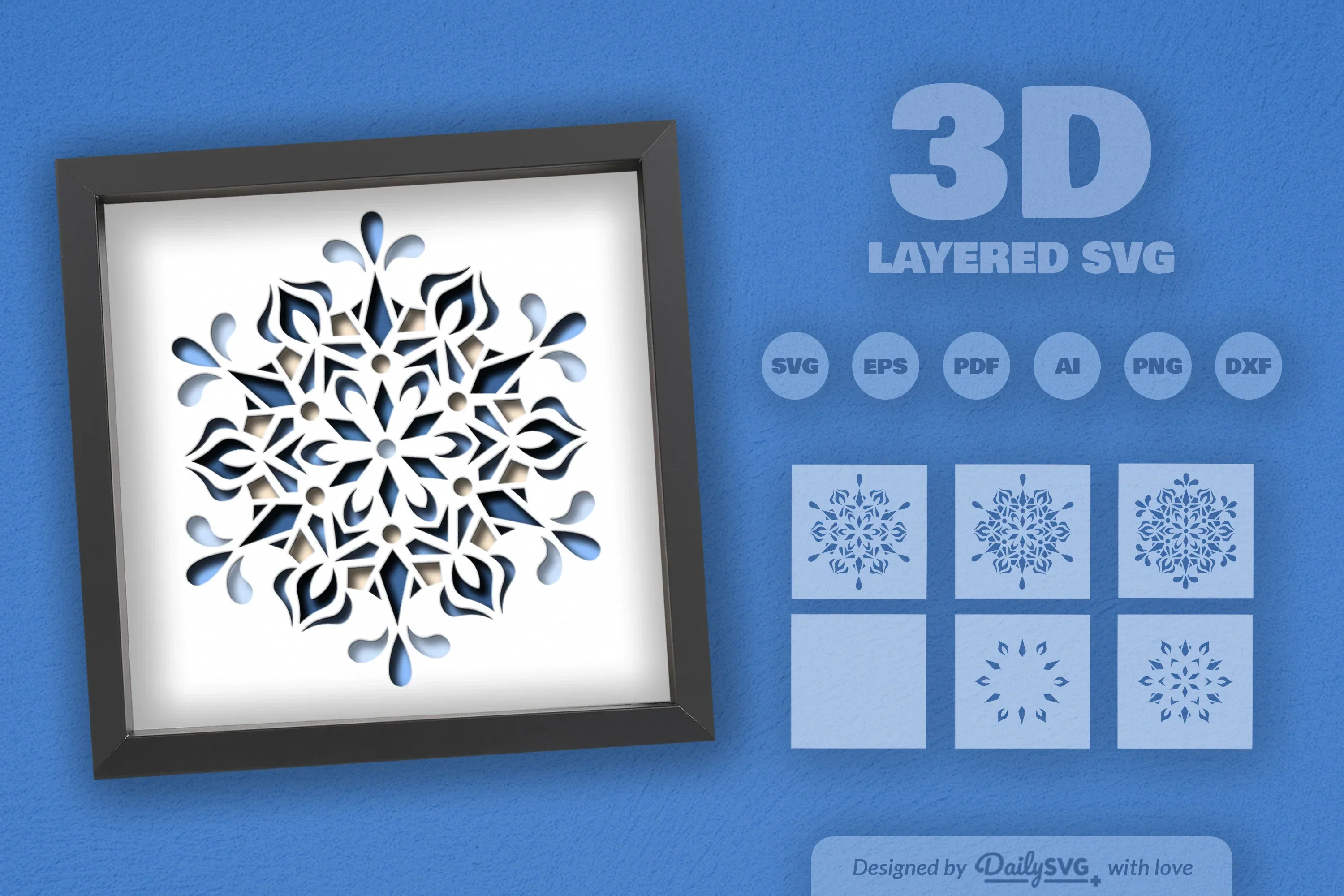 Winter Snowflake Mandala Papercut SVG Bundle - Image 2