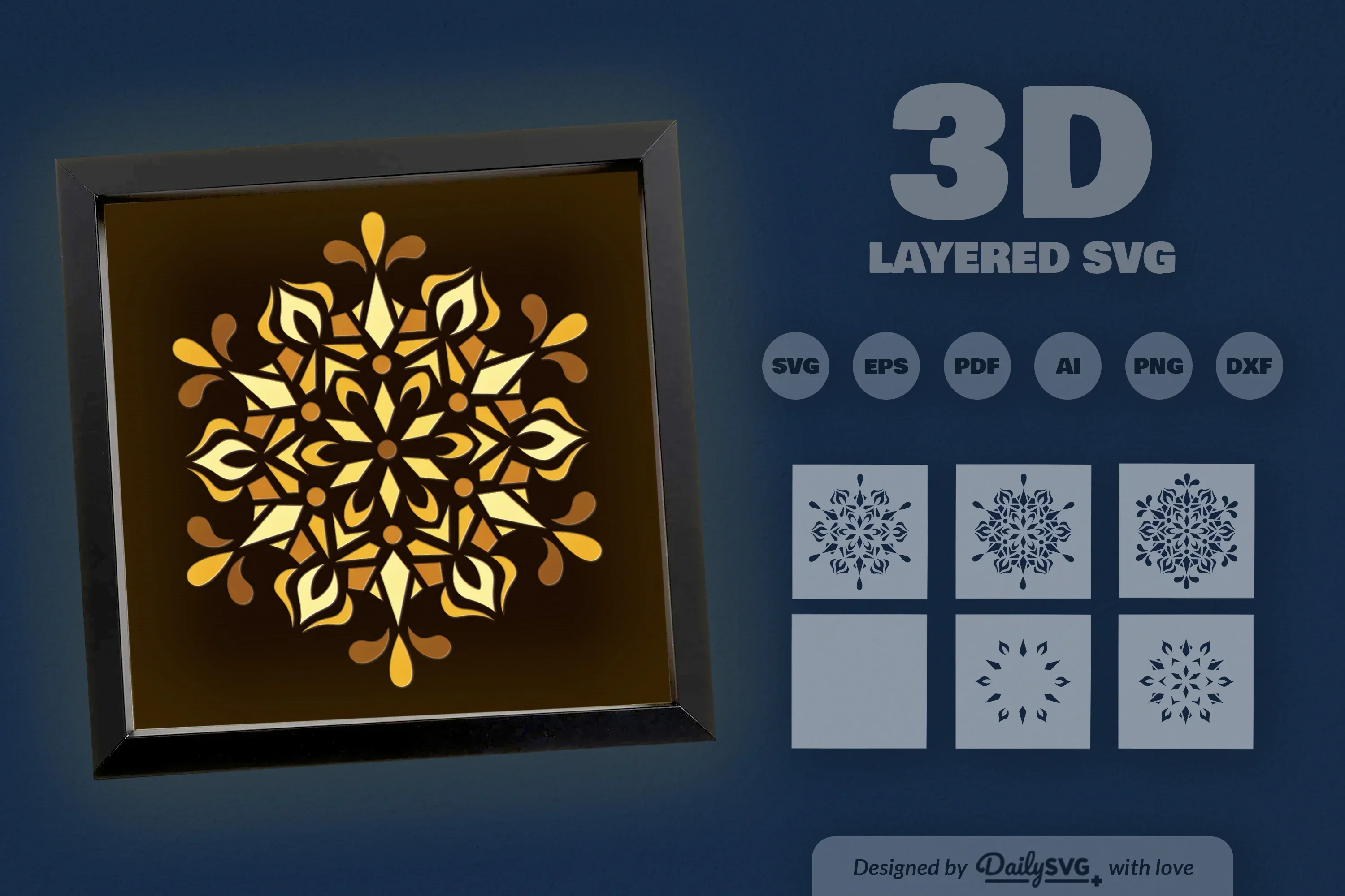Winter Snowflake Mandala Papercut SVG Bundle - Image 3