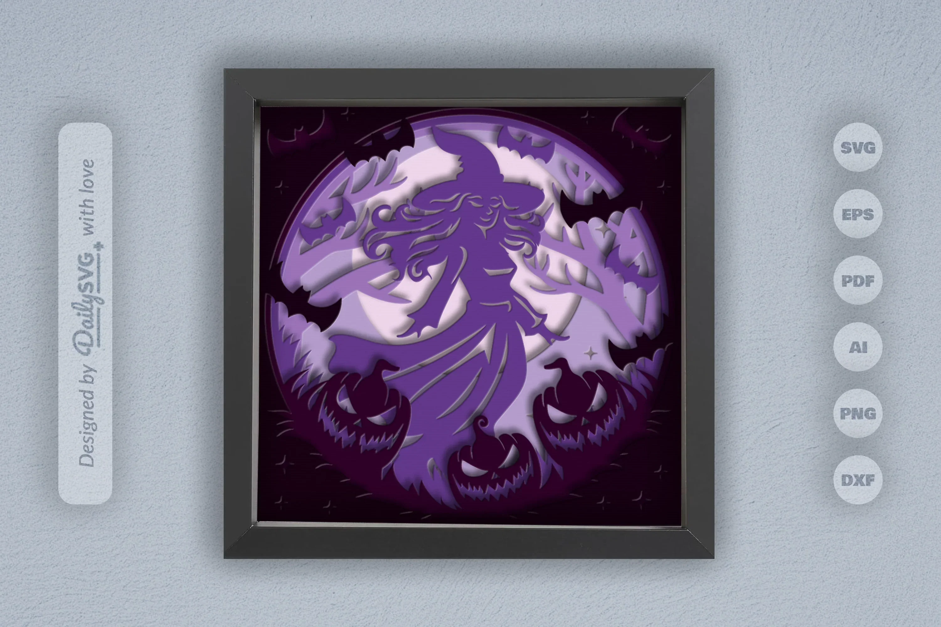 Witch in Halloween Night Papercut SVG Bundle