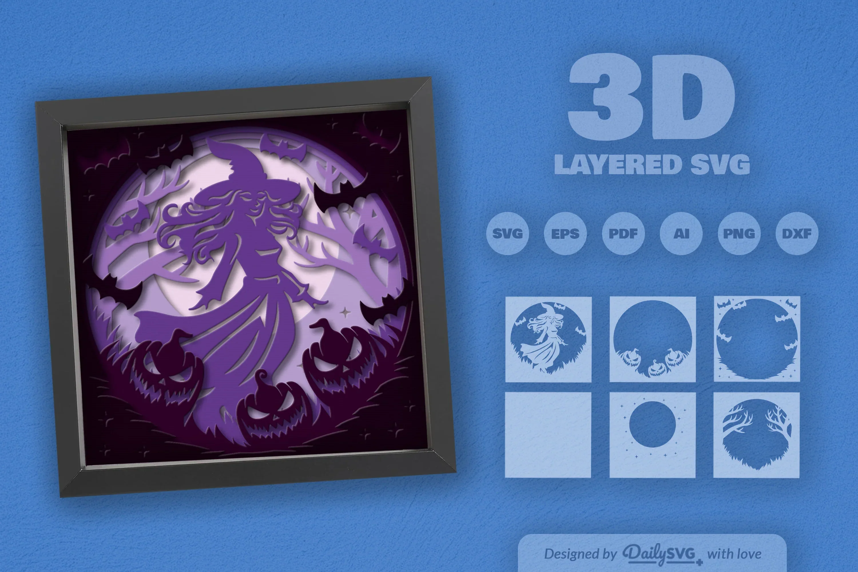 Witch in Halloween Night Papercut SVG Bundle - Image 2