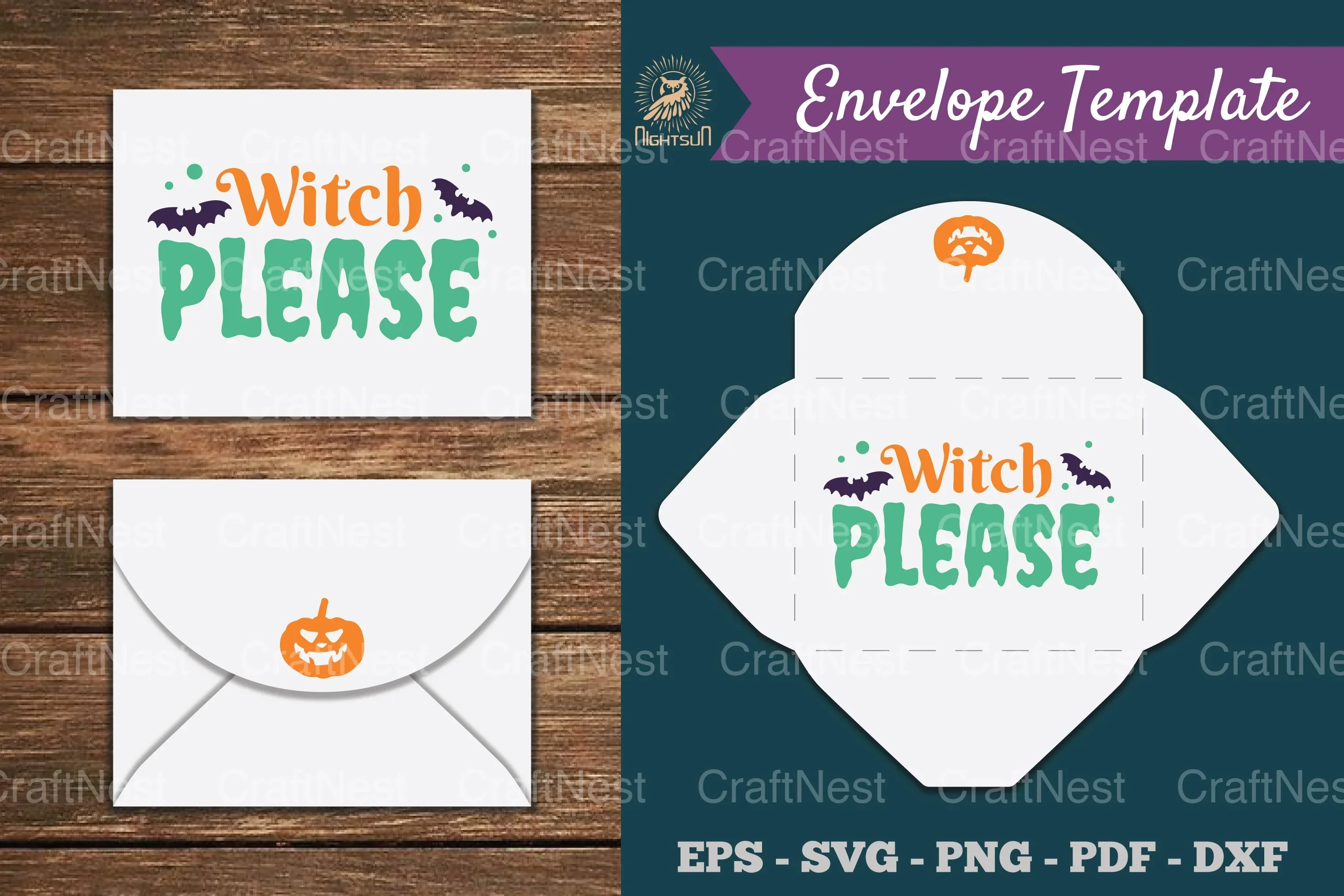 Witch Please Envelope Template SVG Bundle