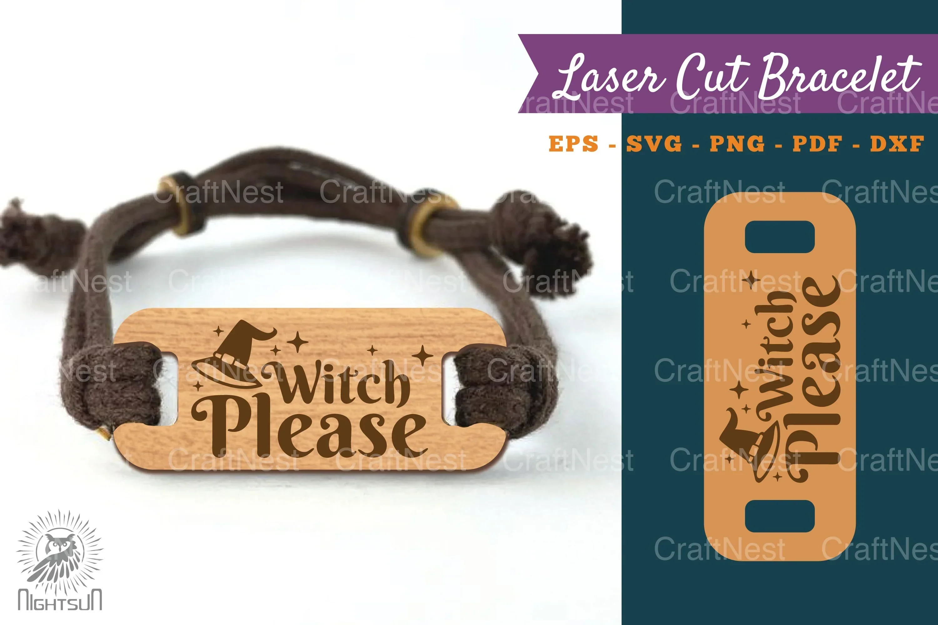 Witch Please Laser Cut Bracelet SVG Design Bundle