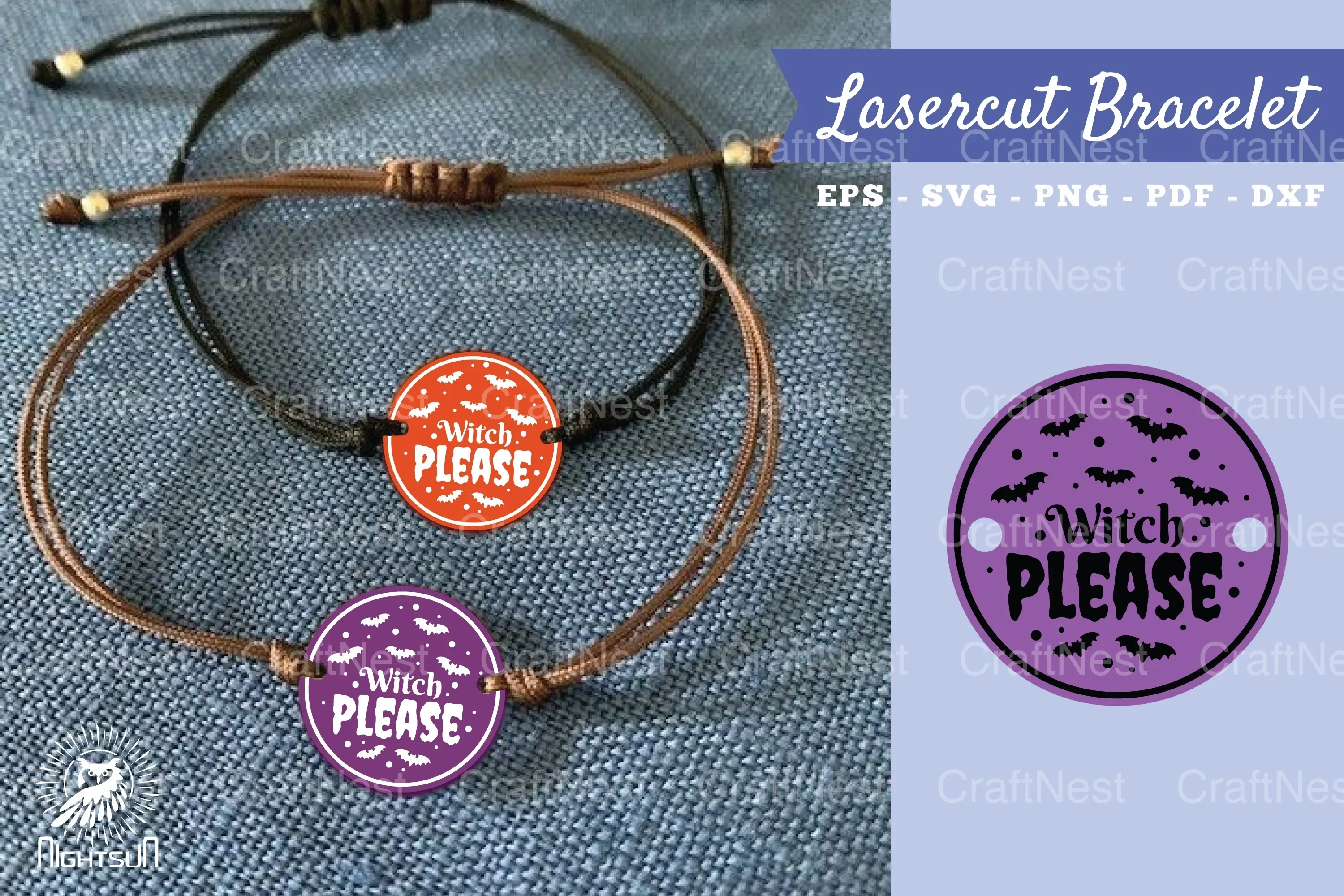 Witch Please Laser Cut Bracelet SVG Design Bundle