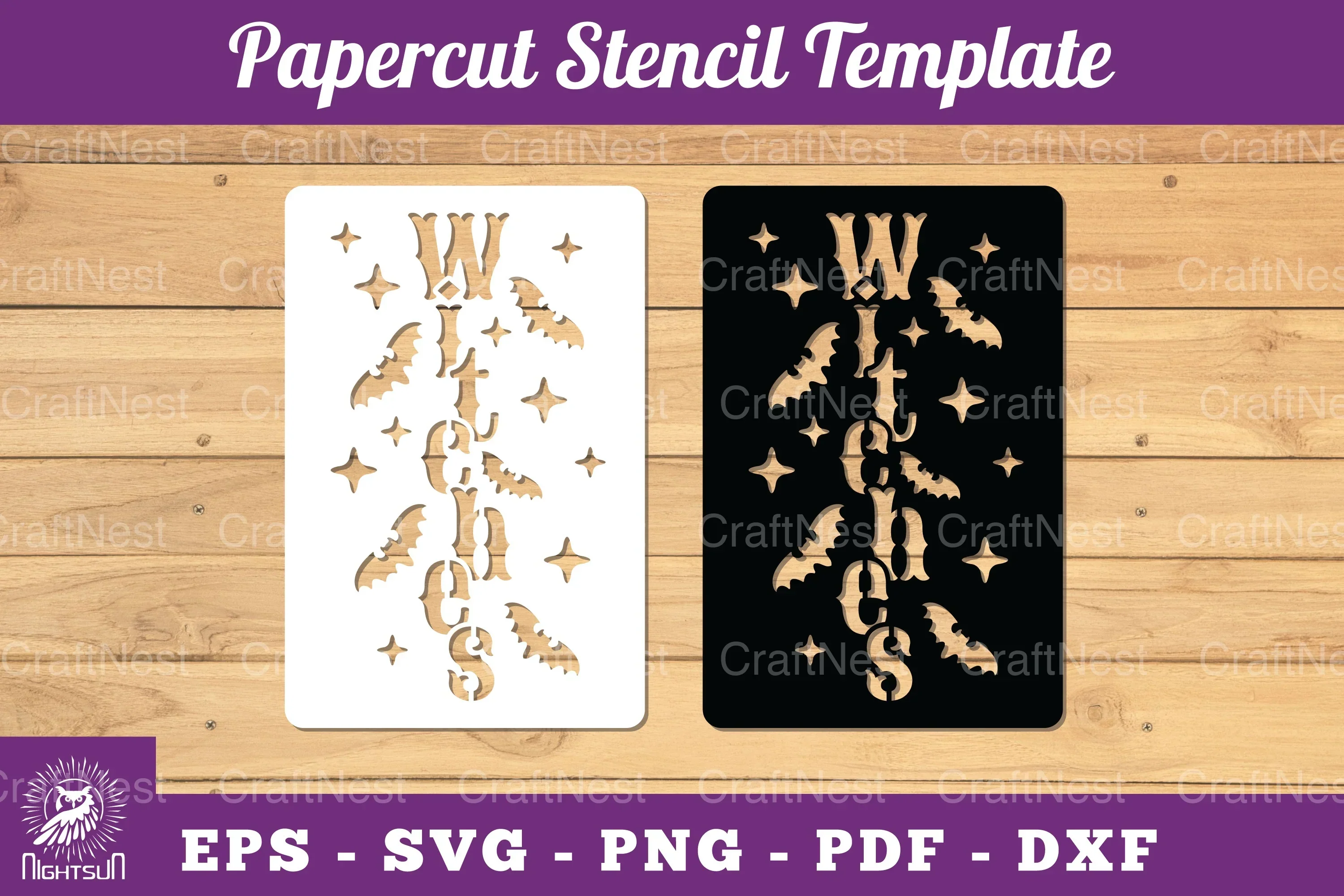 Witches Papercut Stencil Clipart Bundle