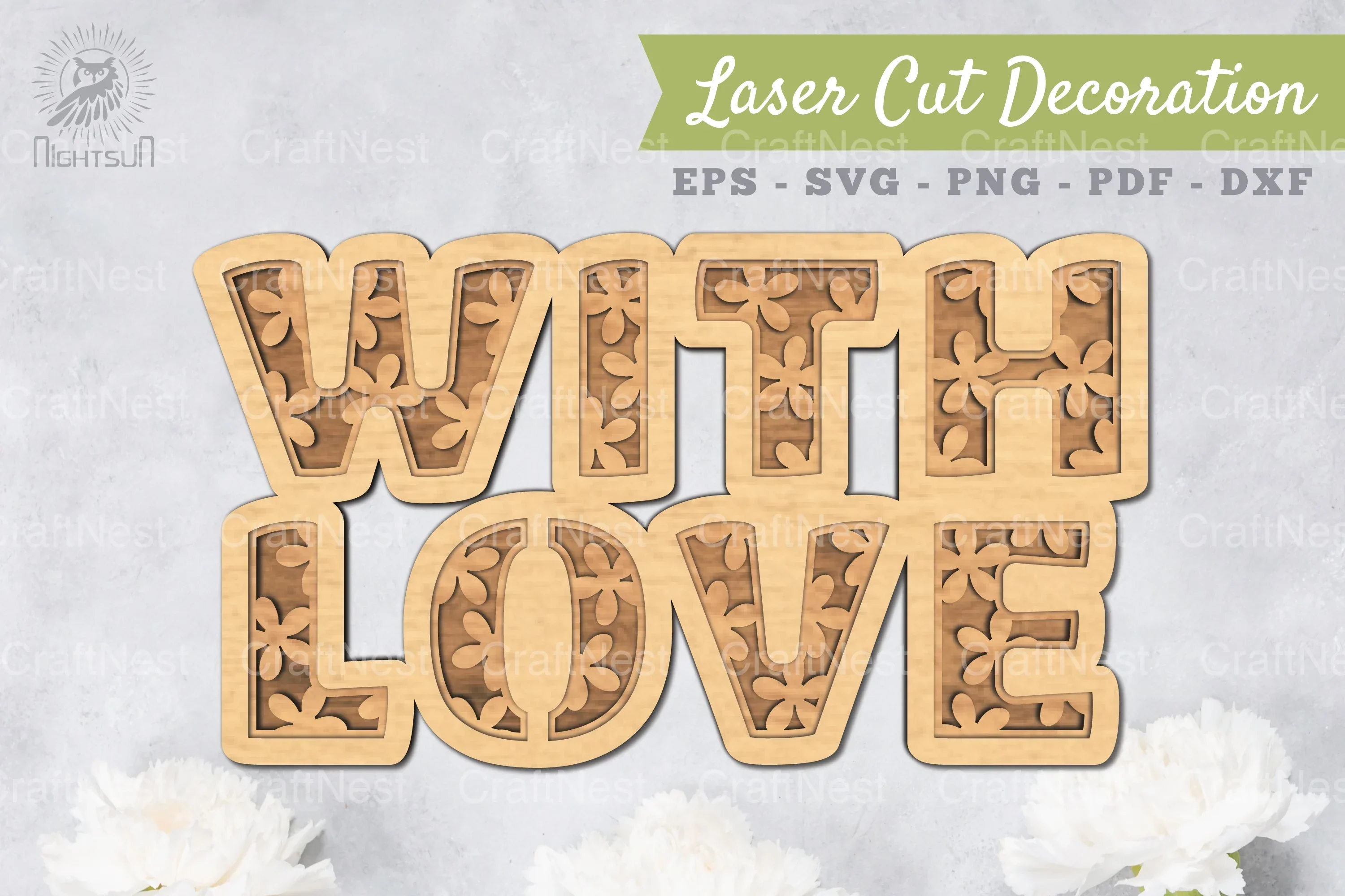 With Love 3D Lasercut Decoration Clipart Bundle