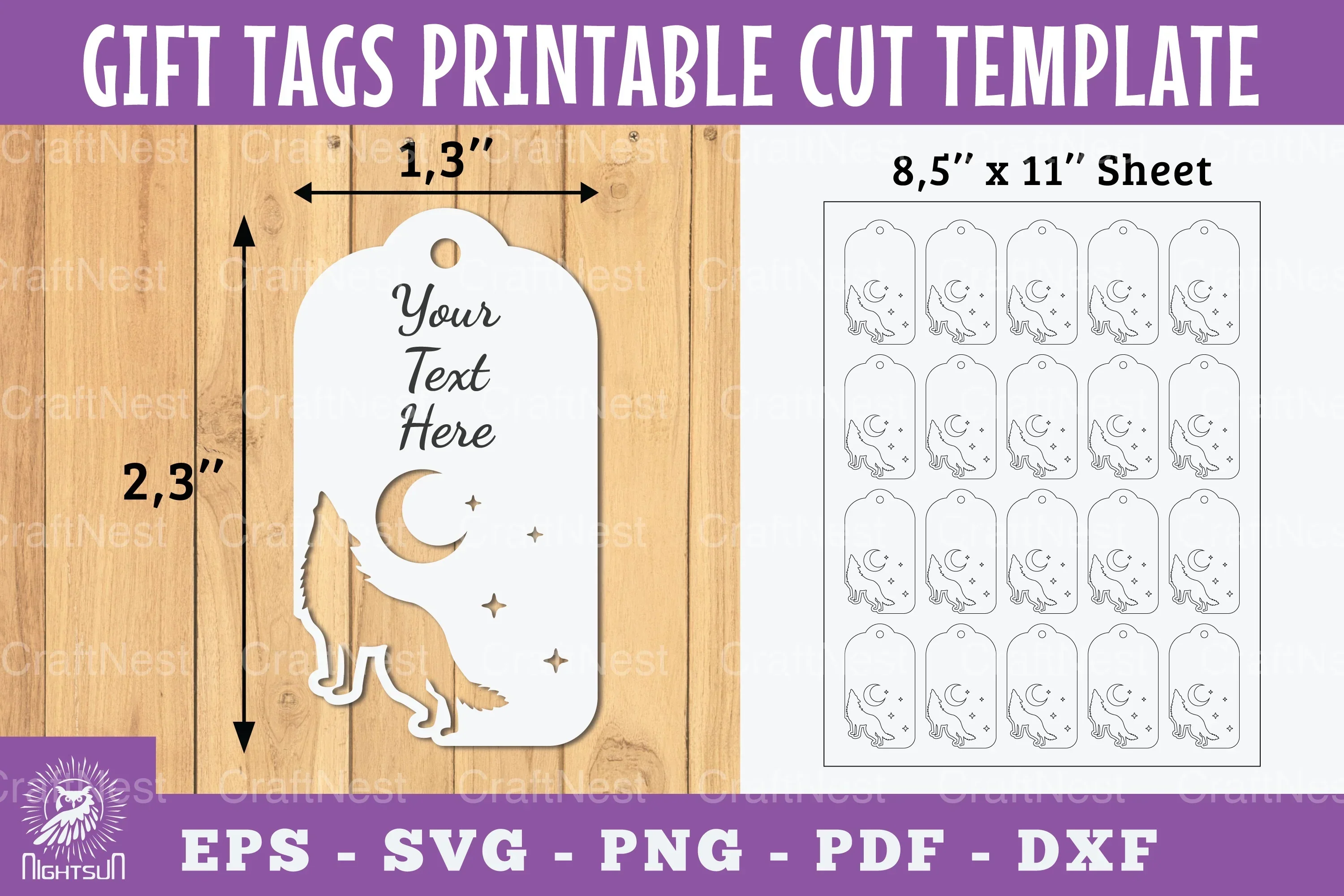 Wolf Gift Tags Printable Bundle