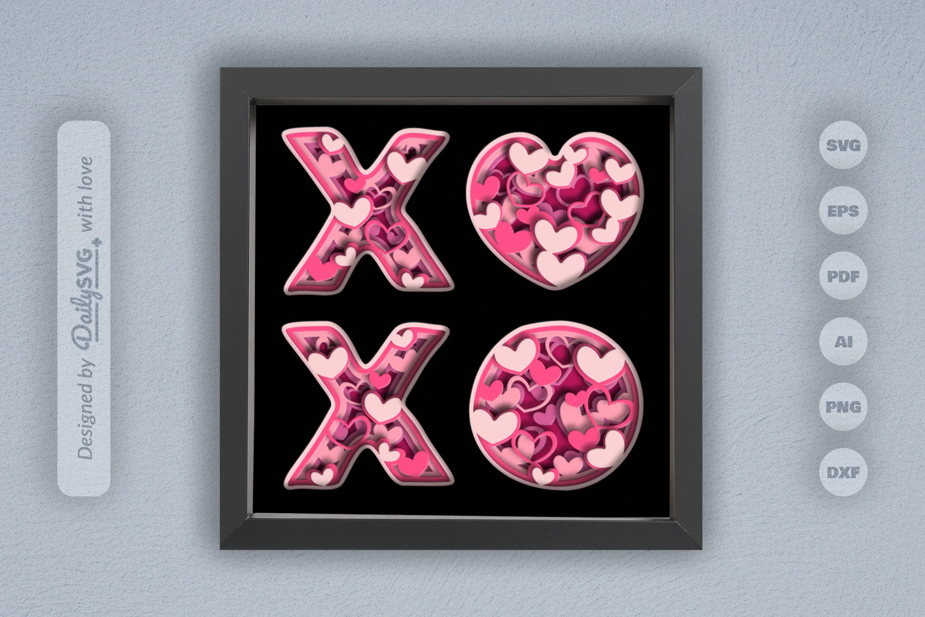 Xoxo Valentine Heart Papercut SVG Bundle