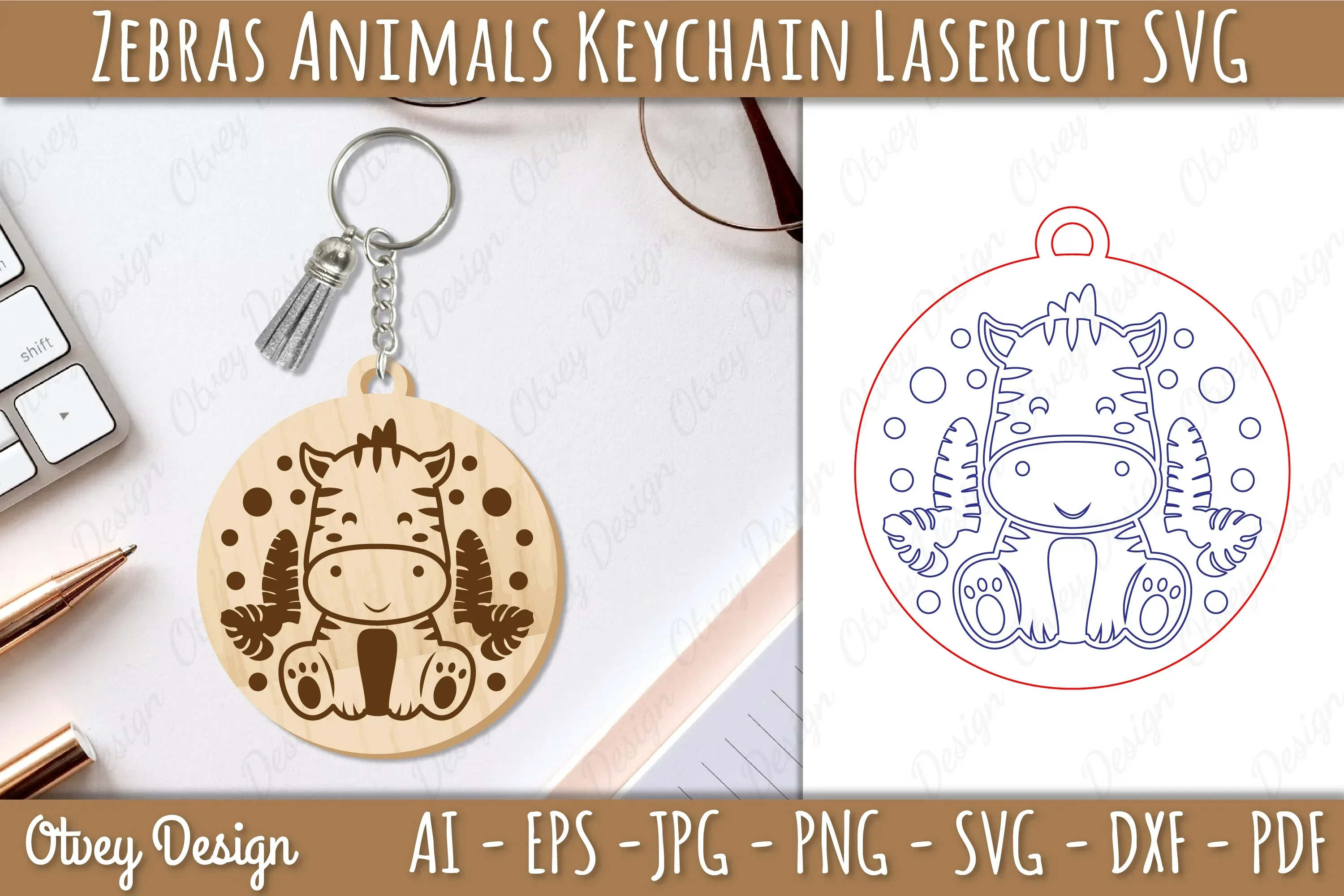 Zebra Animal Keychain SVG Bundle