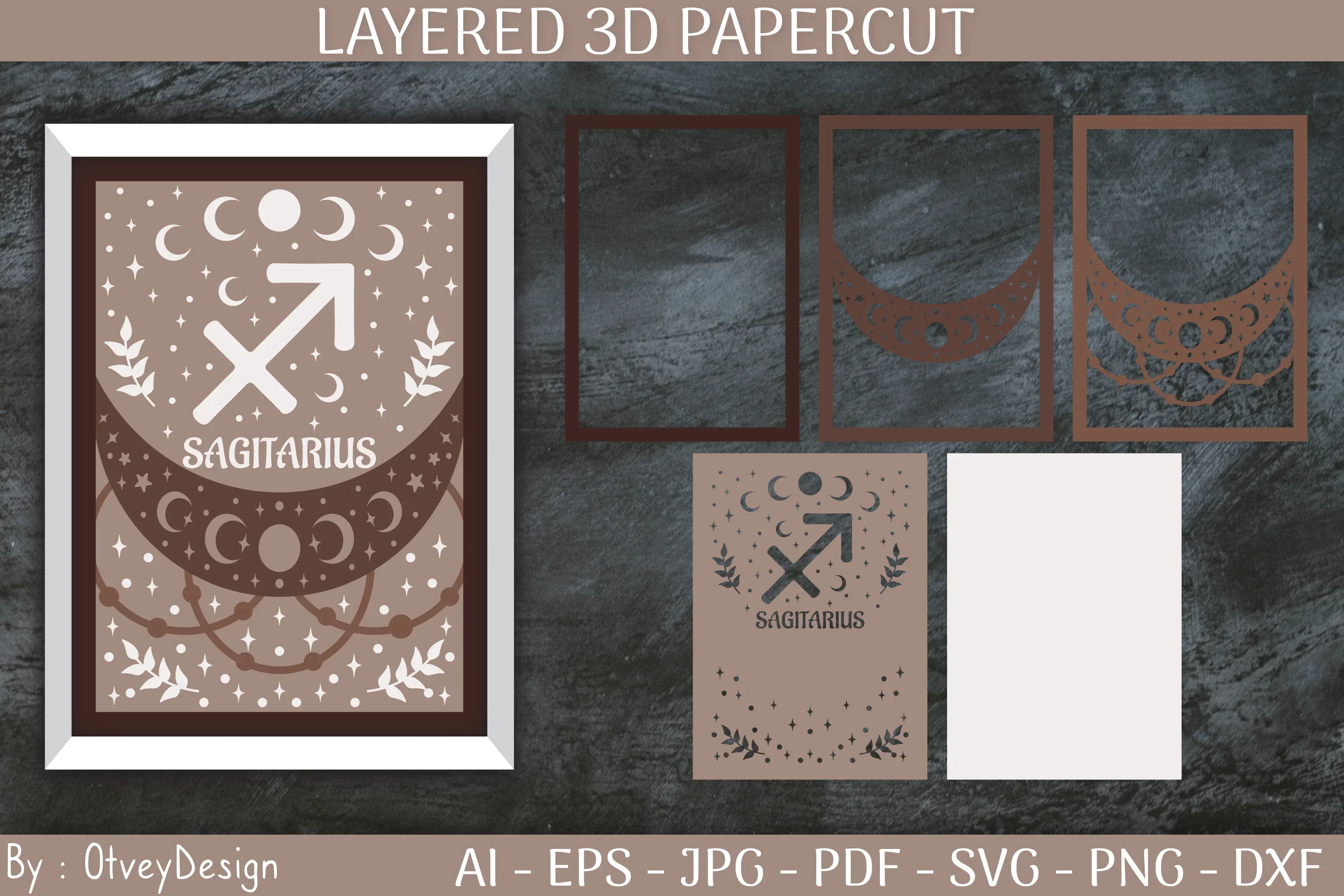 Zodiac Signs Celestial 3D Layered Papercut SVG Bundle